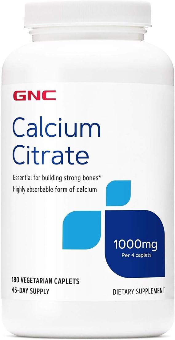 GNC Calcium Citrate 1000mg, Supports Strong Bones, 180 Caplets