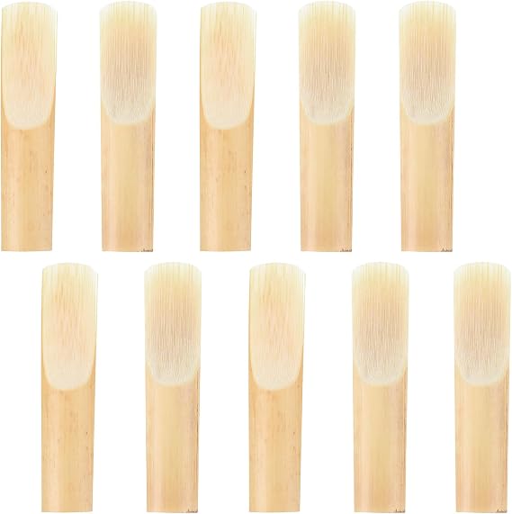 10 Pcs Tenor Saxophone Reeds, Traditional Natural Reeds, 2.5 Strength Bb Clarinet Reed with Protective Cover, Orchestral Strings Accessories for Beginners Educators Students