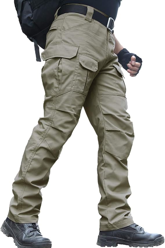 Men's Water Resistant Trousers Relaxed Fit Tactical Combat Army Cargo Work Pants with Multi Pocket