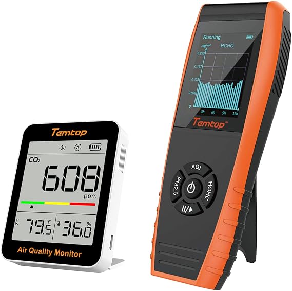 Temtop Comprehensive Air Quality Monitoring Bundle: Track PM2.5, Formaldehyde, Humidity, and CO2 for a Healthy Indoor Environment