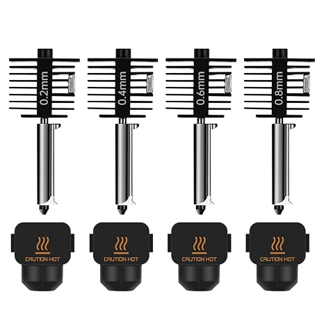 4-Pack Bamboo A1 mini/A1/A2L Hotend Kit, 0.2/0.4/0.6/0.8mm Hardened Steel Nozzle for Bambu Lab A1 Series/A2L, 3D Printer Print Head Replacement Nozzle for Bambu A1 Parts Precision&High-Speed Printing
