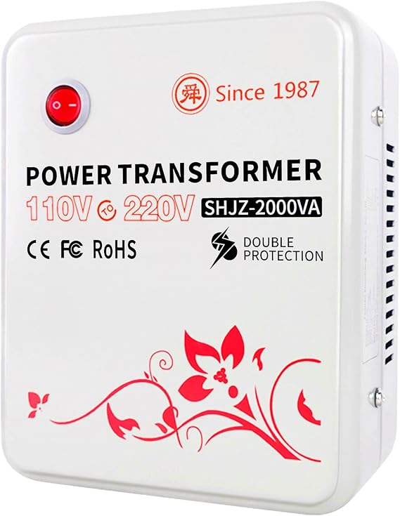 110 to 220 Voltage Converter 120v to 240v Step Up Transformer 2000W | SUNSHUN Step Up Converter for 220v-240v European Asian Devices Used in US Canada Mexico, Metal Housing, Safety Protection