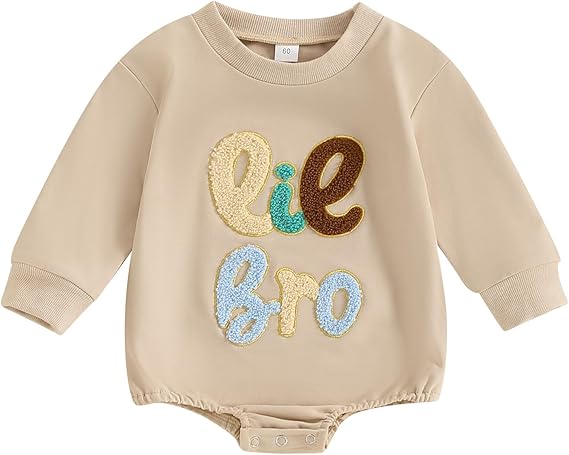 VISGOGO Newborn Baby Girl Boy Bubble Romper 3 6 9 12 18M Onesie Sweatshirt Long Sleeve Oversized Fall One-Piece Bodysuit
