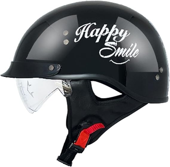 German Style Vintage Motorcycle Jet Helmet, DOT/ECE Approved Open Face Motorbike Helmet, Retro Half Helmet, with Sun Visor and Removable Inner, for Adult Men Women