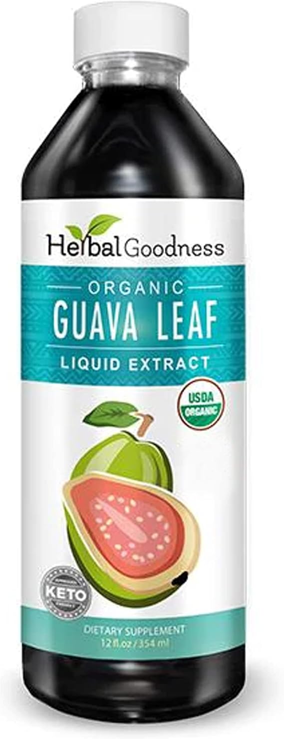 Organic Guava Leaf Extract Liquid 12oz, Hojas de Guayaba, Herbal Goodness | Organica, Aceite de Hojas de Guayaba, Digestion, Immunity & Sleep, Non-GMO, Vegan & Gluten Free, GuavaLeaves