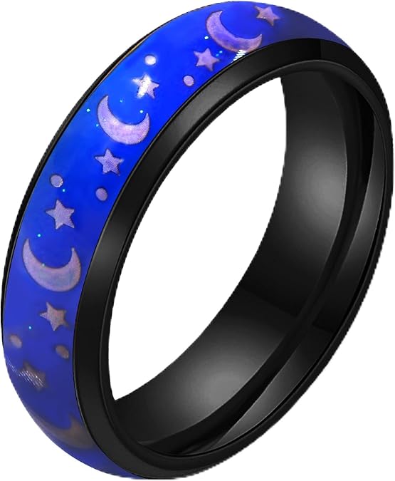Uloveido 6MM Stainless Steel Band Comfort Fit Temprature Sensitive Color Changing Mood Rings Rainbow Tone