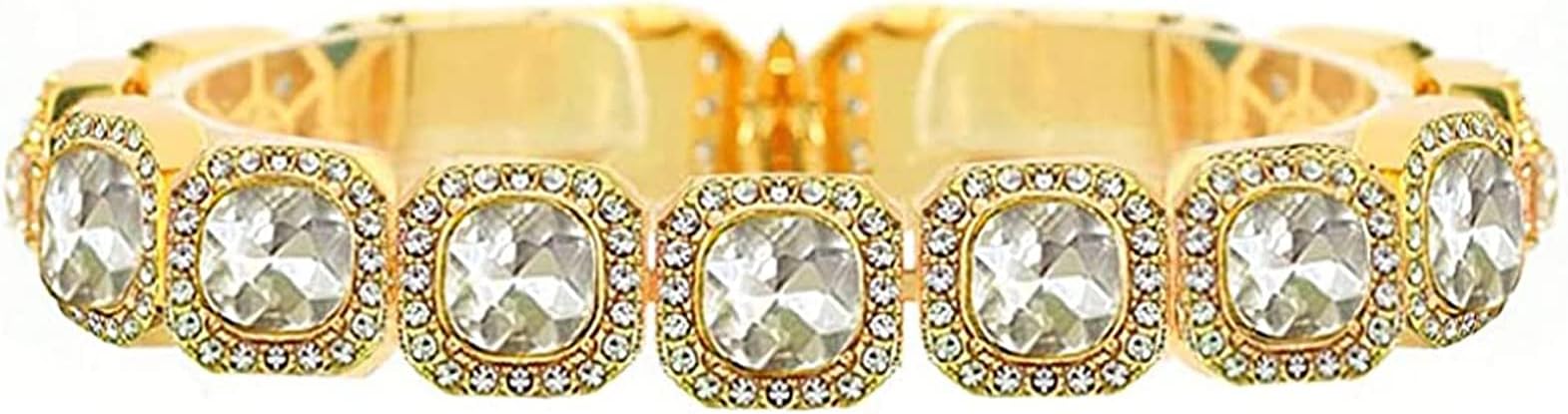 Apzzic 12mm Iced Out Square Tennis Chain Baguette Chain Cubic Zircon 1 Row Clustered Diamond Tennis Necklace Bracelet Hip Hop Jewelry with Giftbox for Men Women