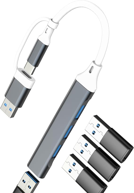 USB C USB-A to OTG Adapter(4in2) 3.0 Dongle for iPhone 16 15 Pro Max MacBook Laptop Thunderbolt Docking Station Extension for iPad PC Converter Card Reader Compatible for Samsung S25 S24 S23