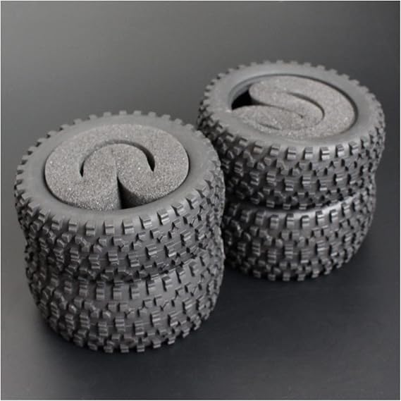Tsolay 4PCS RC 1/10 Scale Buggy Tires Front and Rear with Foam Inserts OD: 85mm/3.34" ID: 56mm/2.2" for Redcat for HSP for HPI Racing Model Car Modification Accessories