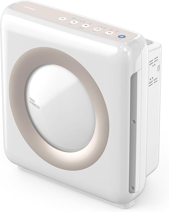COWAY Air Purifier for Home Up to 1,748ft2, HEPA Filter for Smoke, Allergies, Pet Dander, Odor, Air Quality Monitor, Auto&Eco Mode, Timer, Filter Indicator, Mighty AP-1512HH(W), White