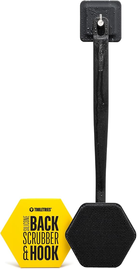 TOOLETRIES Silicone Back Scrubber for Shower with Hook - Charcoal