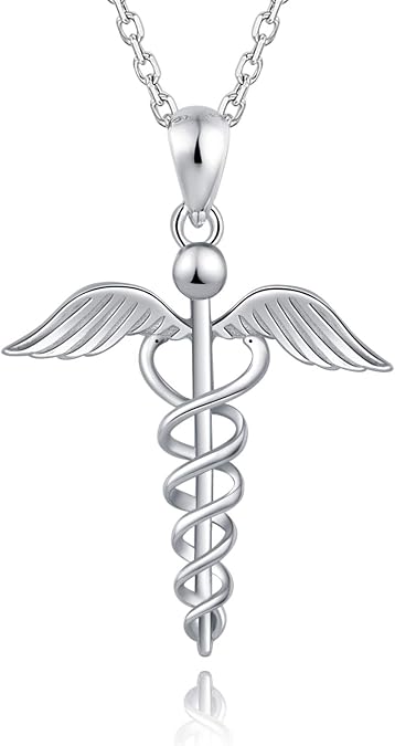 925 Sterling Silver Caduceus Pendant Necklace Nurse Nursing Doctor Jewelry Graduation Gifts