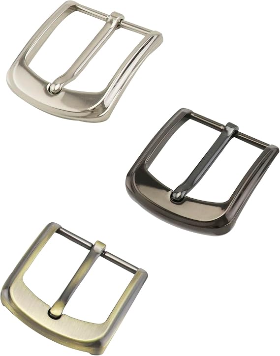 QWORK Classic Belt Buckles Set, 3 Pack Metal Belt Buckle 38-40 mm (1.5"-1.6") Single Prong Square Replacement Belt Buckle for Men Women Belt (Silver, Bronze, Gray)