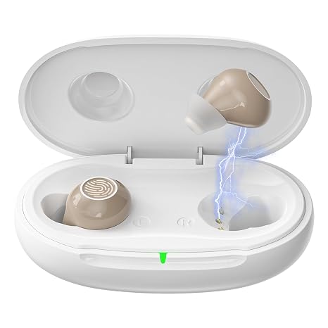 OTC Invisible Hearing Aids for Seniors, Rechargeable Hearing Amplifier for Adults, In-Ear Design with Noise Cancelling & High-Fidelity Sound, 5 Volume Control and Touch Controls for Hearing Loss