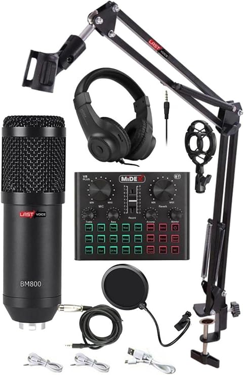 Lastvoice BM800 Live Head Set Efektli Ses Kartı Mikrofon Kulaklık Stand Kayıt Canlı Yayın Seti (PC ve Telefon)