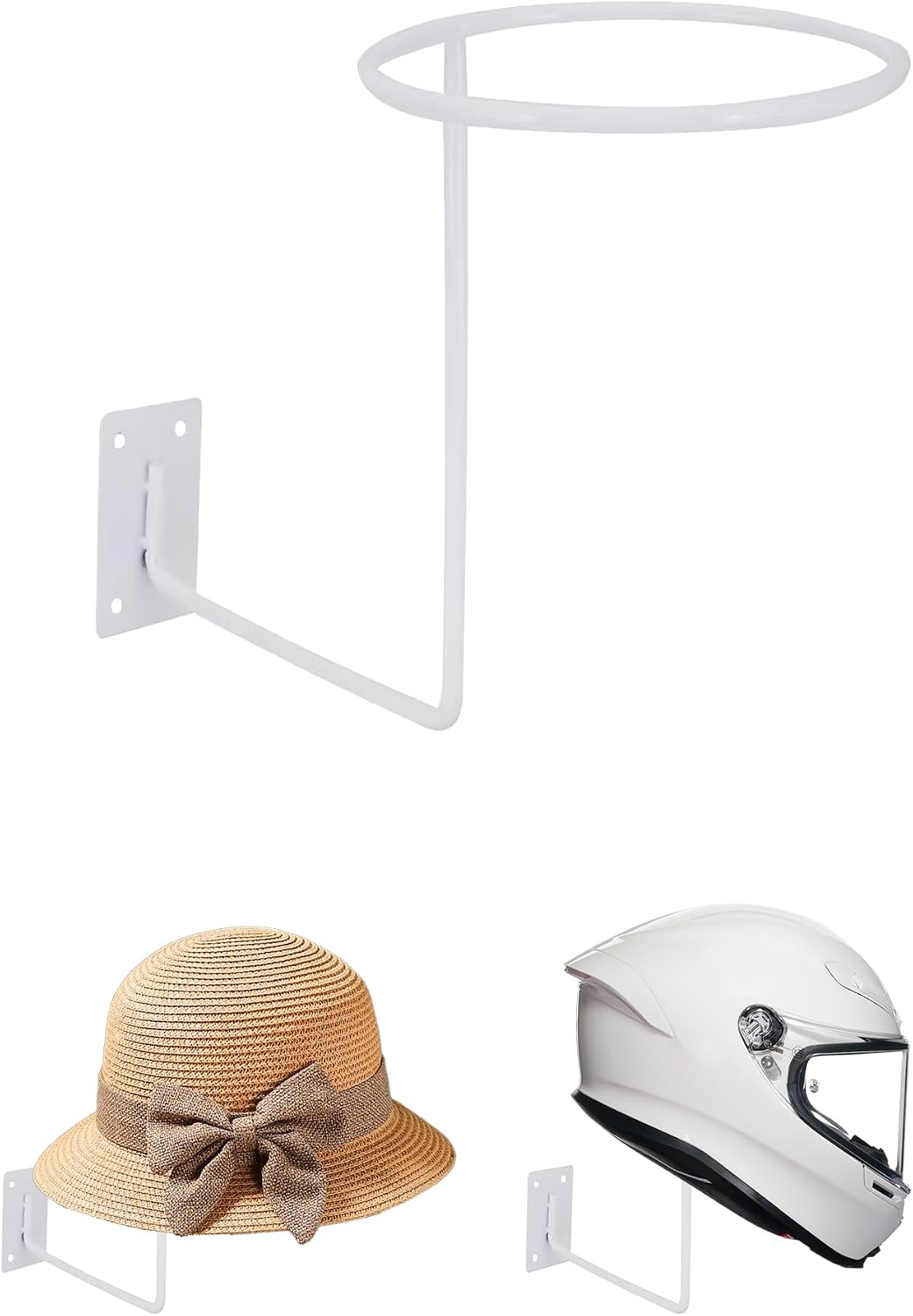 CHADWICK White Wall Mount Hat & Wig Display Stand - 21-Inch Mannequin Head for Hats, Wigs, Caps, and Jewelry Storage Single