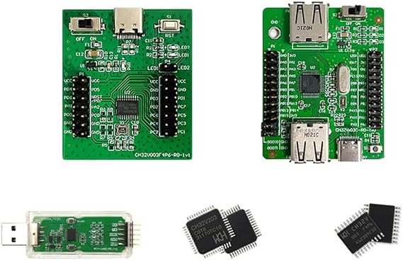 CH32V003 Development Board Set Evaluation Board Kit 32-Bit General-Purpose RISC-V MCU Functional Application Assessment, Green, 500422713