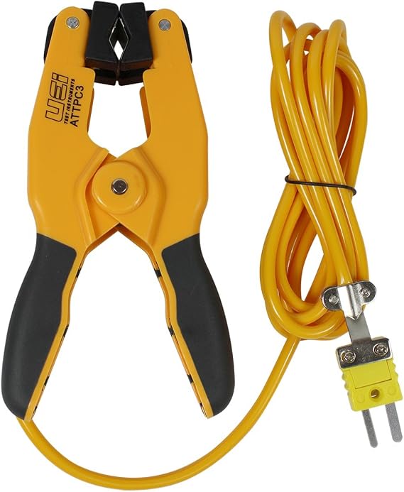 UEi Test Instruments ATTPC3 Pipe Clamp K-Type Thermocouple adapter, HVAC Temperature Probe for Clamp Meters, Surface Thermometer for Boiler and AC Line Temperature Readings