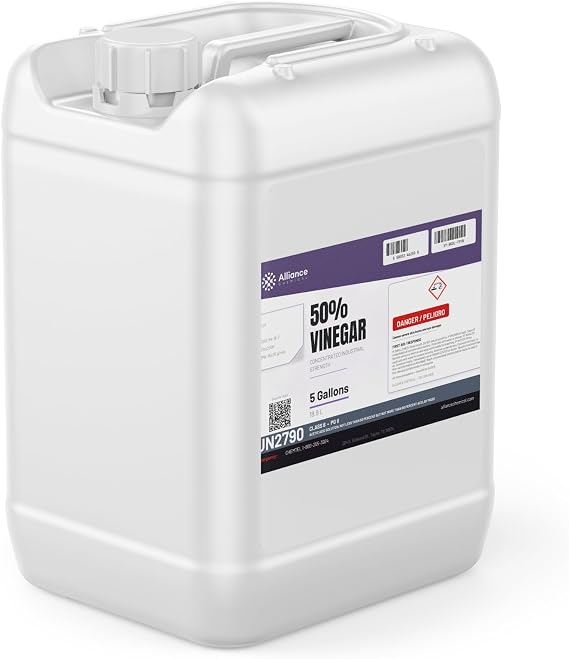 Alliance Chemical 50% Vinegar - Concentrated Industrial Strength - 5 Gallon Pail - Acetic Acid Solution