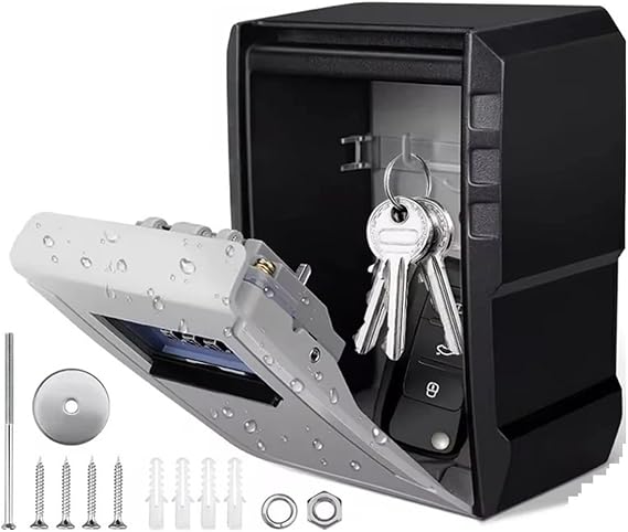 EDEDE Security Lock Box Metal Password Key Box Wall Mounted 4 Digits Password Lock Storage Box Waterproof Anti Theft Large Capacity Safe Keybox for Home,Office,Hotel,Travel(1Pc Medium)