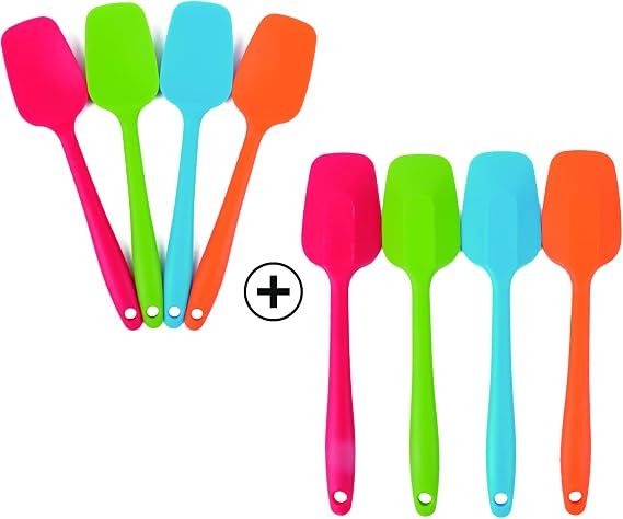 Silicone Spatula Set - 4-piece,Non-stick Spoon Spatulas Heat-Resistant Rubber Spatulas,Flexible Baking Spatulas with Stainless Steel Core Baking Mixing Tool