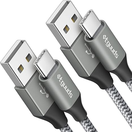 etguuds USB C Charger Cable 2Pack 2M, USB A to USB C Cable 3A Fast Charging