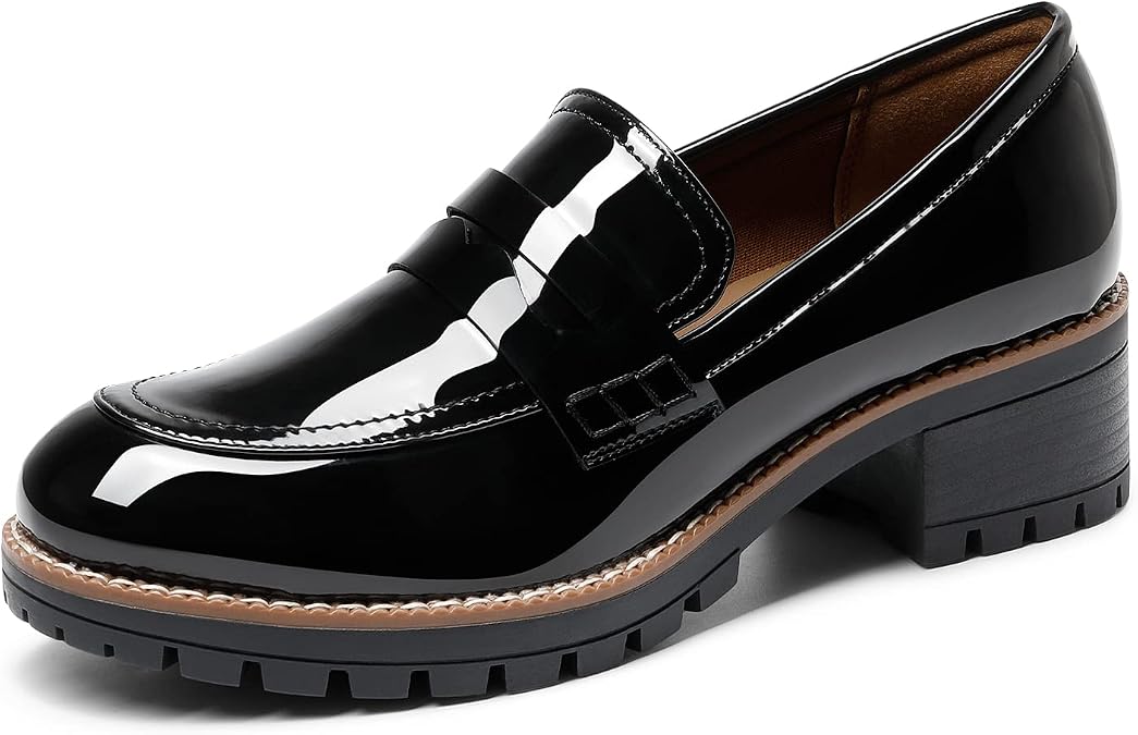 DREAM PAIRS Women's Penny Chunky Loafers Work Shoes