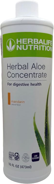 Herbalife Aloe Concentrate Pint: Mandarin Flavor 16 FL Oz (473 ml) for Digestive Health with Premium-Quality Aloe, Gluten-Free, 0 Calories, 0 Sugar, Naturally Flavored