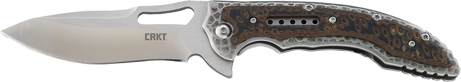 CRKT Fossil Folding Pocket Knife: Compact Stainless Steel Plain Edge EDC Folder with Frame Lock, Everyday Carry Knife, Satin Blade Finish 5460, Brown