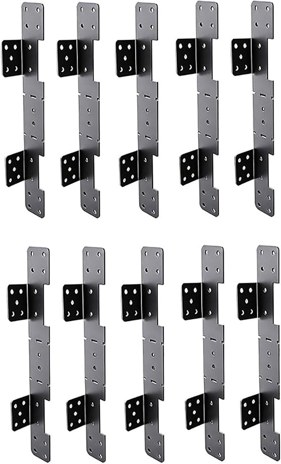 10Pcs Stair Stringer Hanger Bracket, 11 in 18 Gauge Steel Adjustable Connector, Hidden Deck Stair Support Bracket for 2x12 Stringer, Rim Joist, Header Board, Outdoor Steps 10 pcs