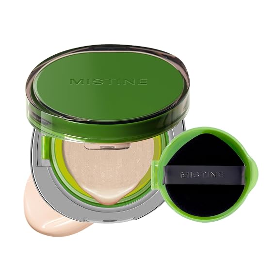 MISTINE Cushion Foundation Breathable Coverage with Satin Finish,Long-Lasting, Oil-Moisture Balance Foundation Makeup,Contains Beauty Serum for Dry Skin,Fair Ivory, Refill Included