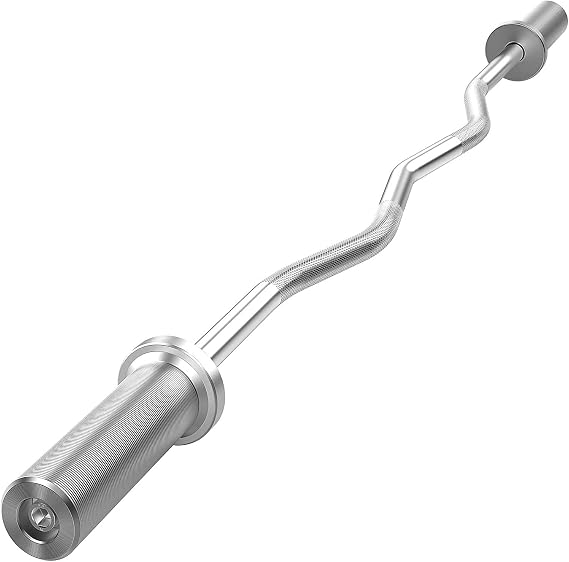 Olympic Barbell Super Curl Bar 48 inch Weight Bar, Mens Solid Iron Weighted Workout Barbell Weight Straight Weightlifting Technique Bar for Home Fitness Exercise Equipment, Rated 500lbs for Weightlifting