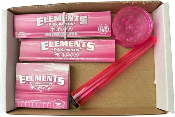 Elements Pink Rolling Kit - Kingsize Papers - Tips + More