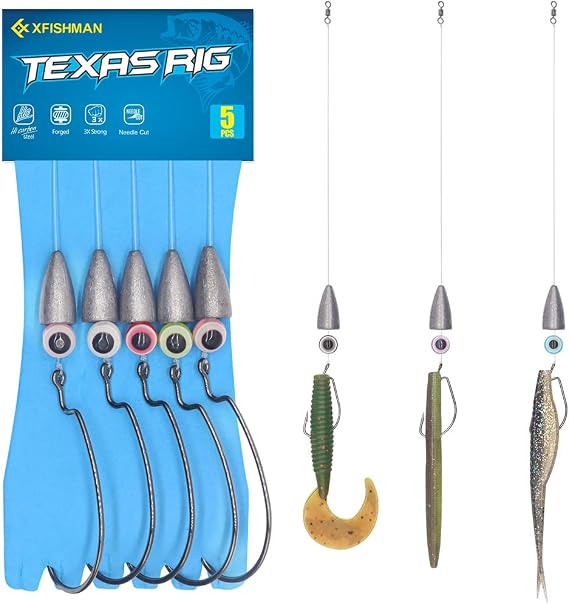 Texas-Rigs-for-Bass-Fishing-Leaders-with-Weights-Hooks-Rigged-Line-Kit