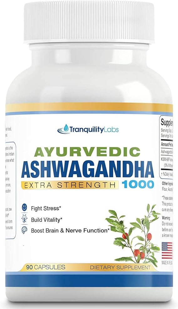 Ashwagandha 1000mg - KSM 66 Ashwagandha Extract & Raw Ashwagandha Root - Ayurvedic, All Natural, Vegan, Extra Strength - for Men and Women - 90 Pure Ashwagandha Capsules