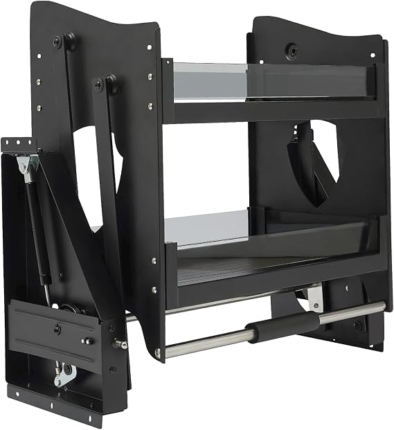 24 Inch Pull Down Cabinet Organizer - 2 Tier Kitchen Cabinet Pull Down Shelf for Space-Saving Convenience. Ideal Spice Rack Organizer for Kitchen Cabinets.