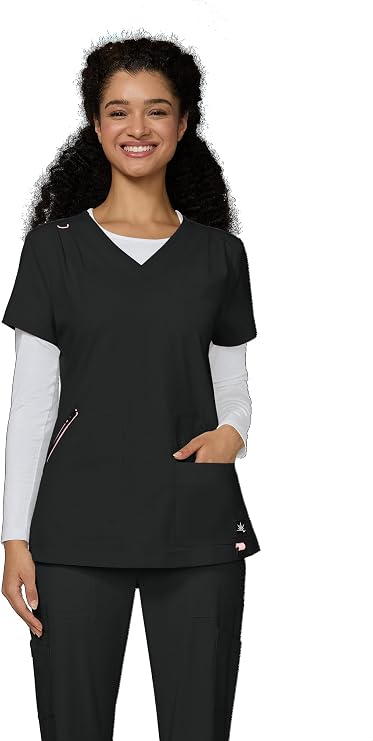 KOI Solis Women's Sari V-Neck 4 Pocket Scrub Top, 4-Way Stretch Ripstop Fabric