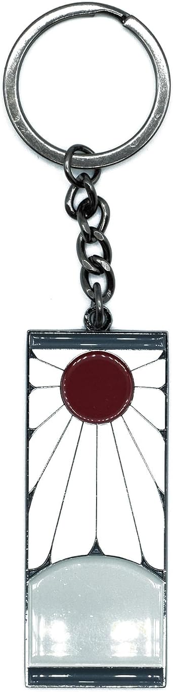 Demon Slayer Tanjiro Kamado Hanafuda Metal Pendant Keychain | Heavy Duty Car Key Ring Holder | Metal Brooch Badge Accessories For Backpack, Purse, Lanyard | Anime Gifts and Collectibles