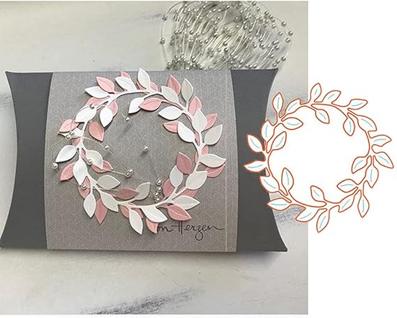 Leaves Wreath Metal Die Cuts,Circle Leaf Card Cutting Dies Cut Stencils for DIY Scrapbooking Album Decorative Embossing Paper Dies for Card Making
