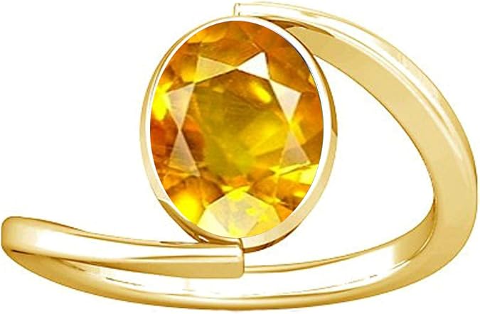 Divya Shakti 10.25-10.50 Carat Yellow Sapphire Pukhraj Gemstone Energized Panchdhatu Ring for Women