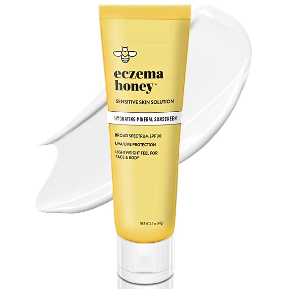 ECZEMA HONEY Mineral Sunscreen for Sensitive Skin, SPF 30 (1.7 Oz) | Hydrating Lightweight Sun Cream, Body & Face Sunscreen for All Ages