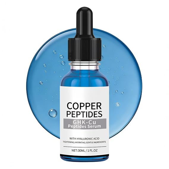 Copper Peptide Serum for Face with GHK-Cu Peptide & Hyaluronic Acid Deep Hydration Facial Serum, Helps Improve Firmness, Smooth Fine Lines Look & Plump Skin, Fast Absorbing, Clean Formula, 1 Fl Oz