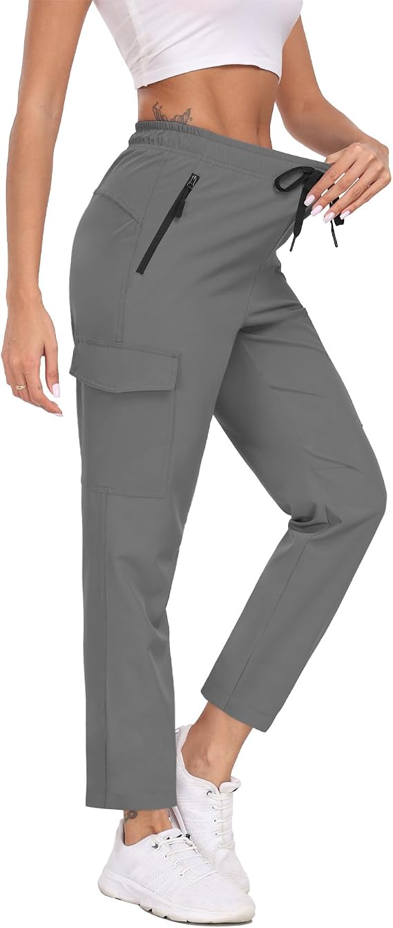 Womens Lightweight Cargo Pants Water Resistant Quick Dry Travel Pants