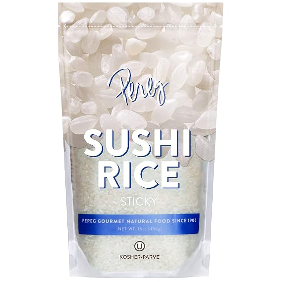 Sushi Rice (16 oz) - White Sticky Short Grain - Vegan, Non-GMO, made in USA - Sushi, Rice Ball, and everyday Japanese dishes - Resealable Packaging