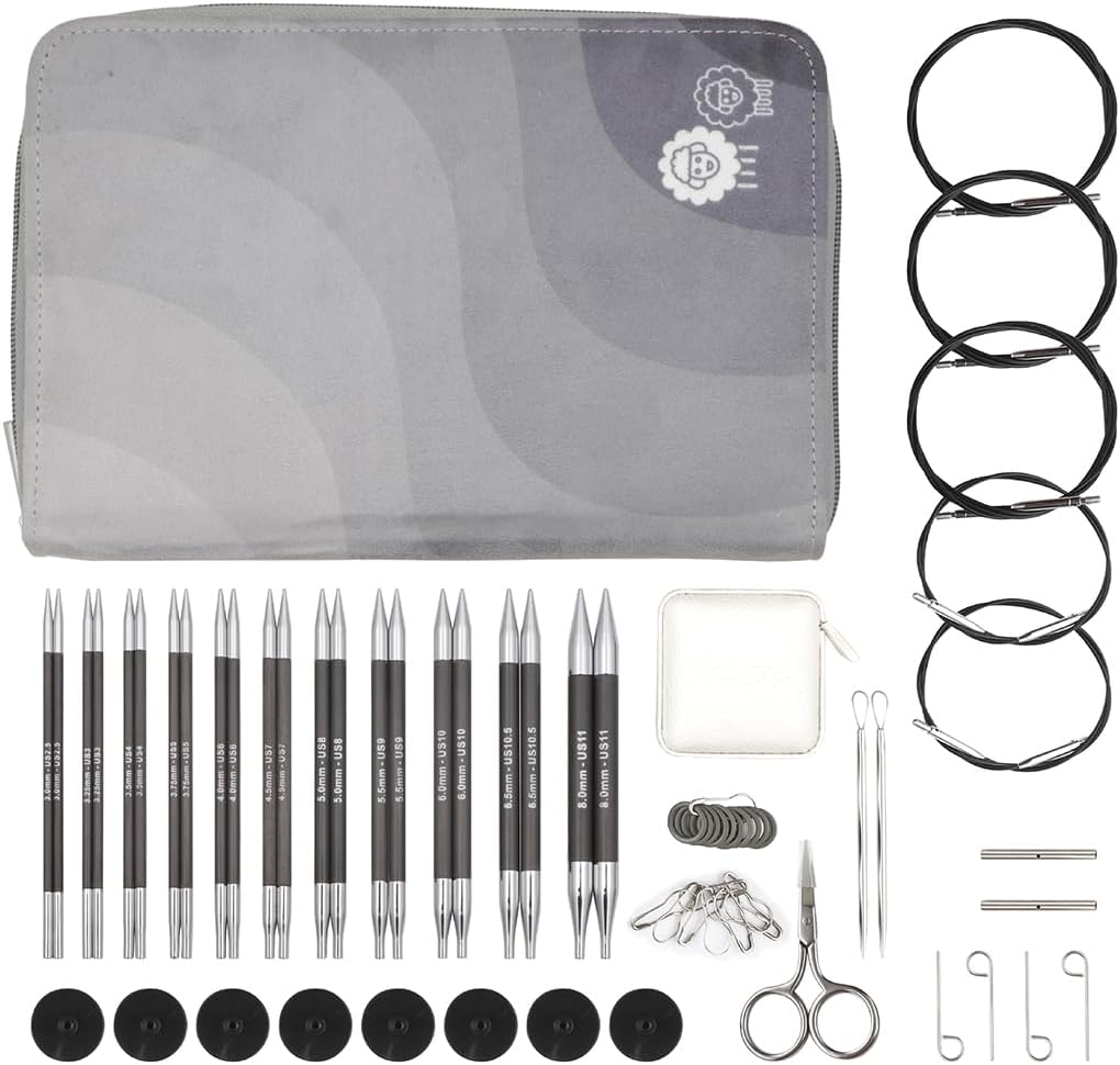 KnitPro Karbonz Regal Interchangeable Needle Set 513cm | 11 US Sizes 2.5 to 11