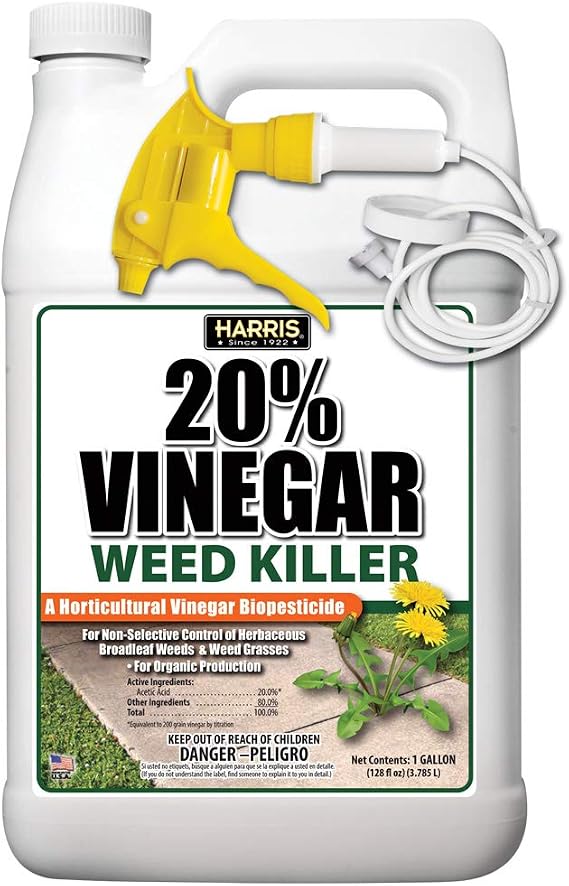 Harris Vinegar Weed and Weed Grass Killer, for Organic Production, Glyphosate Free, (128oz (Gallon))