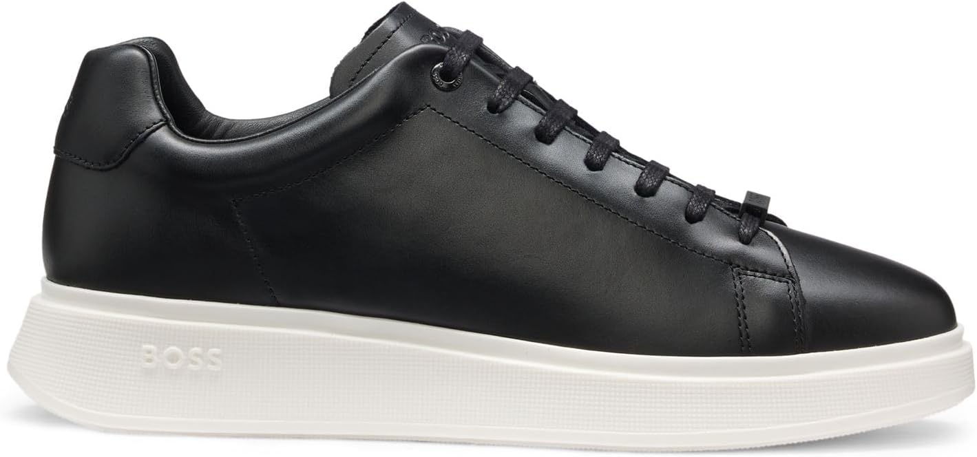 BOSS Men's Bulton Runn Leather Trainers with Rubber Soles Size