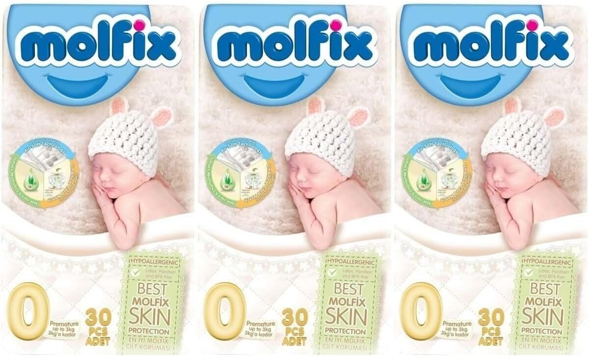 Molfix Bebek Bezi, Beden 0 (0-3 kg), Prematüre, 90 Adet