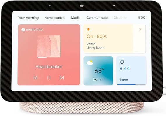Skin Decal Sticker for Google Nest Hub 7" | Gen 2 ONLY | Protective, Durable, and Unique Vinyl Decal Wrap Cover Sticker | Made in The USA (Black Carbon Fiber)
