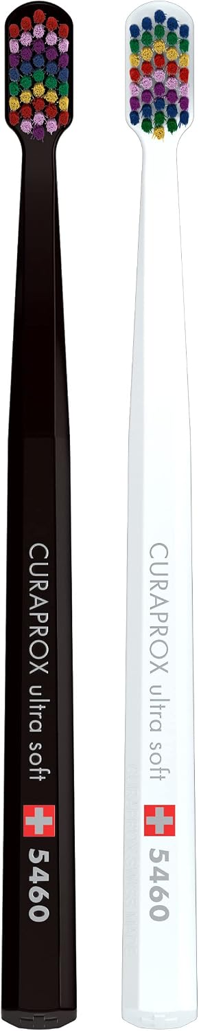 Curaprox CS 5460 Handheld Toothbrush Ultra Soft, Special Edition: Happy Lil Teeth, 2 Pieces, Soft Toothbrush